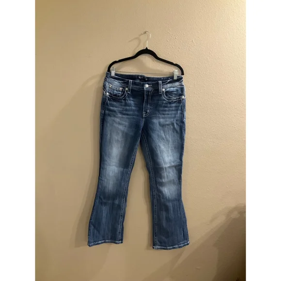 Miss Me Western Los Angeles Bootcut Jeans Size 32 Cross Pocket Embellished - Picture 2 of 9